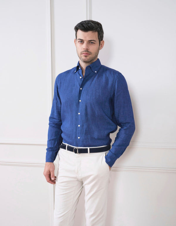 LUXURY LINEN BUTTON DOWN COLLAR SHIRT