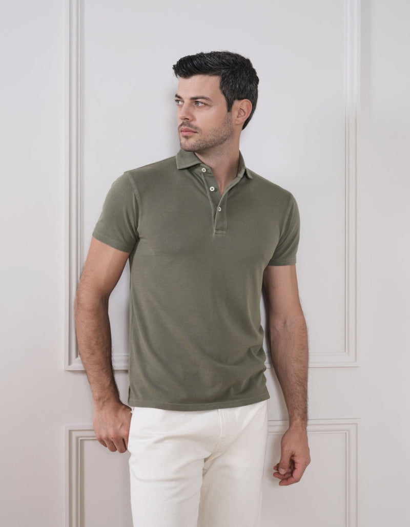 SUPIMA PIGMENT GARMENT DYED PIQUE POLO