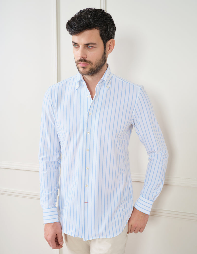 4 WAY STRETCH ONE PIECE BUTTON DOWN COLLAR SHIRT