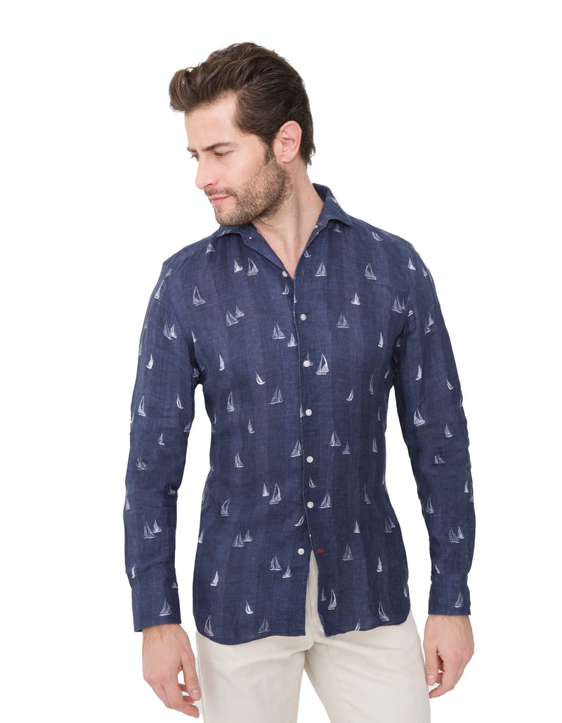 LINEN DOUBLE SIDE PRINTED SHIRT