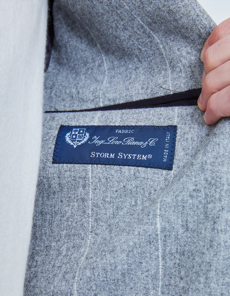 LUXURY PINSTRIPE STORM SYSTEM COAT